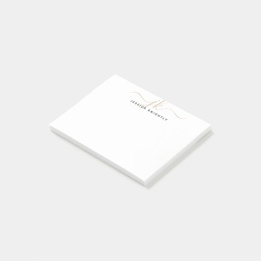 Initialen voor modern script Gold Minimal Post-it® Notes (Schuin)