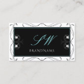 Initialen voor sierzwarte witte mousserende diaman visitekaartje (Voorkant)