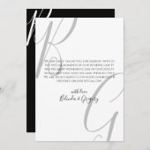 Initialen voor zwart-wit monogram bedankkaart (Voorkant / Achterkant)