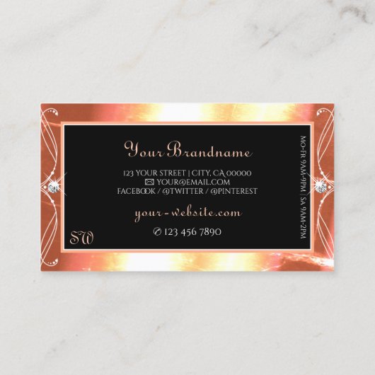 Initialen zalmzwarte mharingdiamant  visitekaartje (Achterkant)