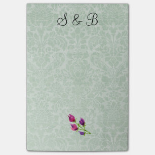 Initiales à damas vert à la menthe Post-it® Notes