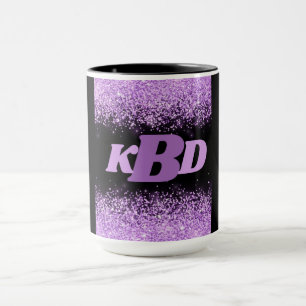 Initiales Alphabet Purple & Black Coffee Mug