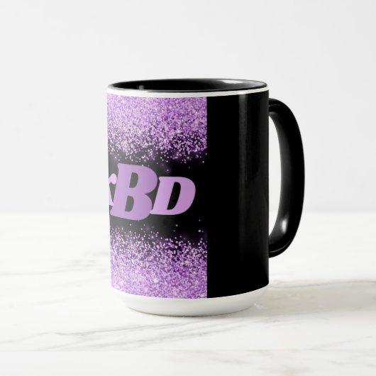 Initiales Alphabet Purple & Black Coffee Mug (Devant droit)