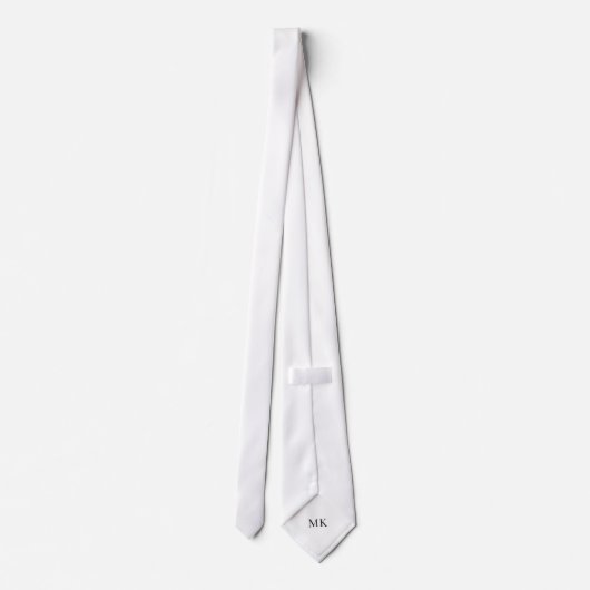 Initiales cachées blanches Cravate couleur solide (Dos)