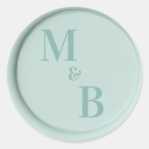 Initiales cire verte sauge autocollants de mariage