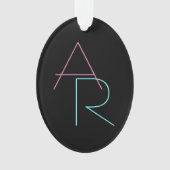 Initiales de chevauchement modernes | Rose Turquoi (devant)