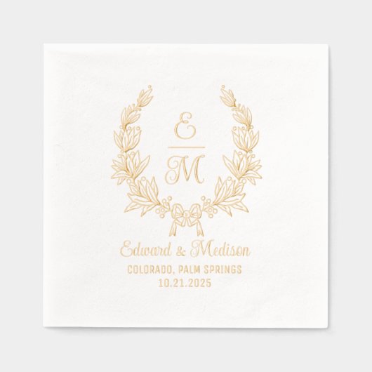 Initiales de la couronne mariage Floral Laurel (Recto)