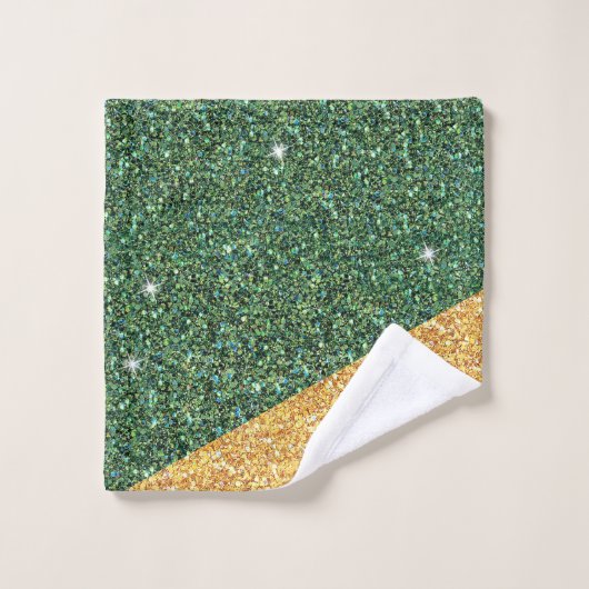 Initiales de la Parties scintillant Turquoise en o (Gant de toilette)