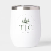 Initiales de mariage d'hiver rustique Forest Green (Arrière)