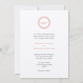 Initiales de médaillon rose Dusty faire-part de ma (Devant)