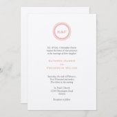 Initiales de médaillon rose Dusty faire-part de ma (Devant / Derrière)