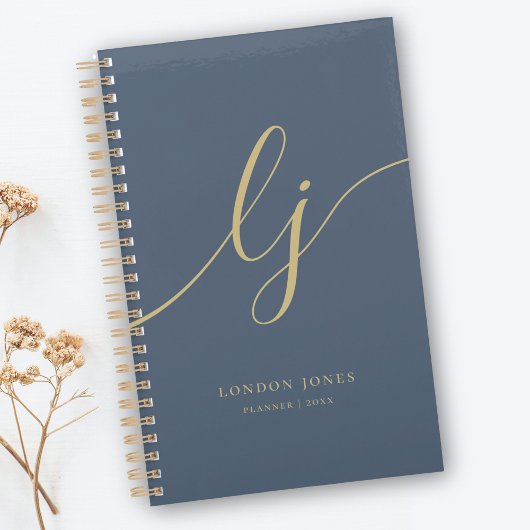 Initiales de monogramme affaires or script marine