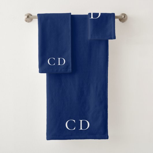 Initiales de monogramme blanc bleu marine minimali (En situation)