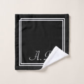 Initiales de Monogramme blanc noir moderne (Gant de toilette)