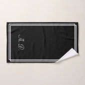 Initiales de Monogramme blanc noir moderne (Serviette à main)