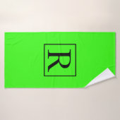 Initiales de monogramme brillant vert néon (Serviette de bain)