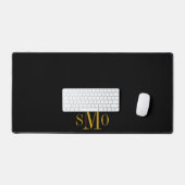 Initiales de monogramme d'or Faux cuir noir (Clavier et souris)
