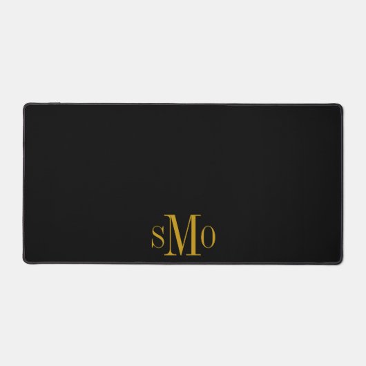 Initiales de monogramme d'or Faux cuir noir (Recto)