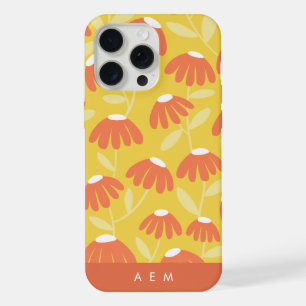 Initiales de monogramme en bas motif floral jaune