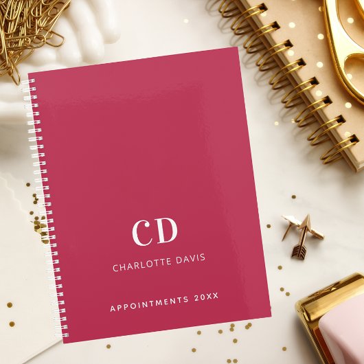 Initiales de monogramme magenta rose 2026