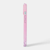 Initiales de nom en monogramme rose paillettes vio (Côté gauche)