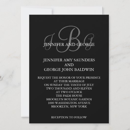 Initiales de trois monogrammes Noms des invitation (Devant)