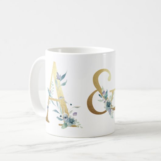 Initiales d'or, avec mug de couples de feuillage b (Devant gauche)