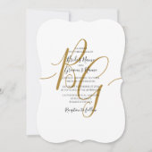 Initiales dorées simples et élégantes Invitations (Devant)