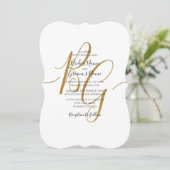 Initiales dorées simples et élégantes Invitations  (Debout devant)