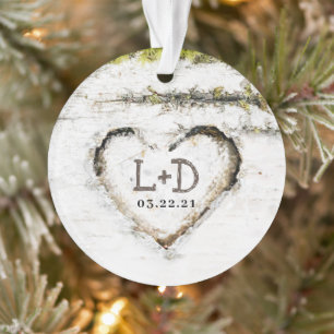 Initiales du Mariage de coeur de Birch Tree rustiq