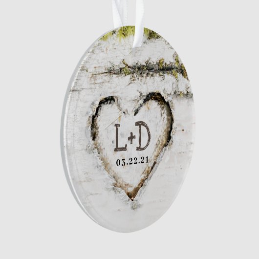 Initiales du Mariage de coeur de Birch Tree rustiq (devant)