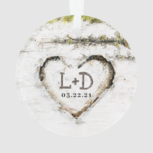 Initiales du Mariage de coeur de Birch Tree rustiq (dos)