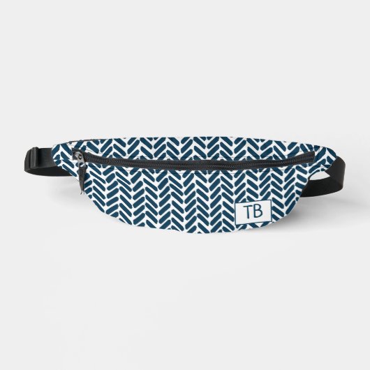 Initiales du Monogramme bleu moderne Chevron (Recto)