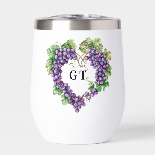 Initiales du monogramme du coeur de raisins (Avant)