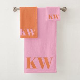 Initiales du Monogramme rose moderne personnalisée