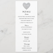 Initiales élégantes de coeur d'argent de menu de (Devant)