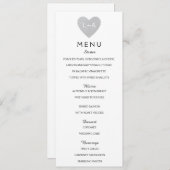 Initiales élégantes de coeur d'argent de menu de (Devant / Derrière)