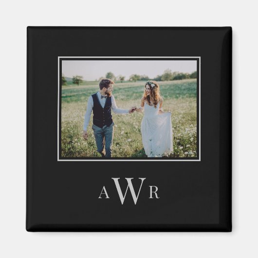 Initiales élégantes Magnet Photo de couleur modifi (Devant)