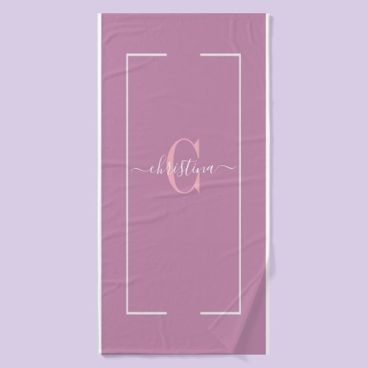 Initiales élégantes Monogramme Lavande violet (Serviette de bain)