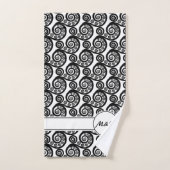 Initiales élégantes noir blanc Botanique feuille d (Serviette à main)