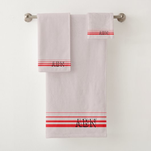 Initiales fond rose moderne rayé rouge Chic (En situation)