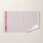 Initiales fond rose moderne rayé rouge Chic (Serviette à main)