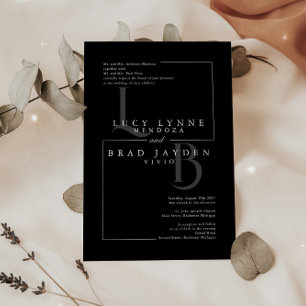 Initiales géométriques noires modernes Invitation 