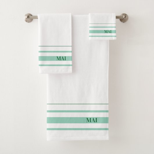 Initiales jolies bandes vertes minimalistes Blanc (En situation)