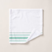 Initiales jolies bandes vertes minimalistes Blanc (Gant de toilette)