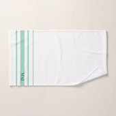 Initiales jolies bandes vertes minimalistes Blanc (Serviette à main)