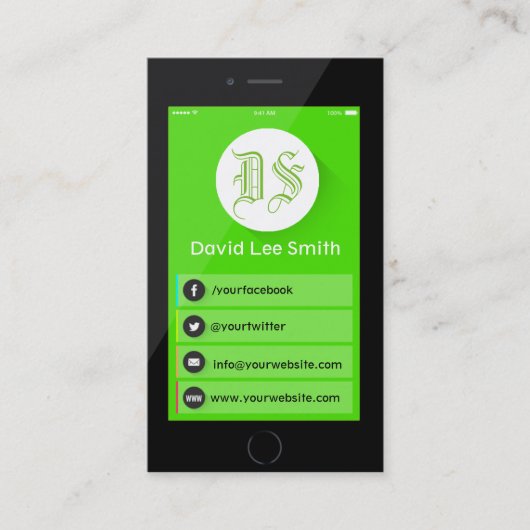 Initiales logo monogramme carte de visite smartpho (Devant)
