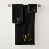 Initiales mariage Monogram Gold Serif Script Noir (En situation)