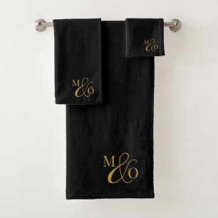 Initiales mariage Monogram Gold Serif Script Noir