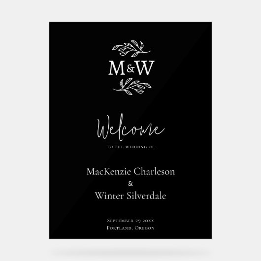 Initiales mariage Monogramme Couple Accueil Botani (Recto)